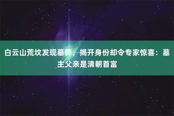 白云山荒坟发现墓葬,揭开身份却令专家惊喜:墓主父亲是清朝首富